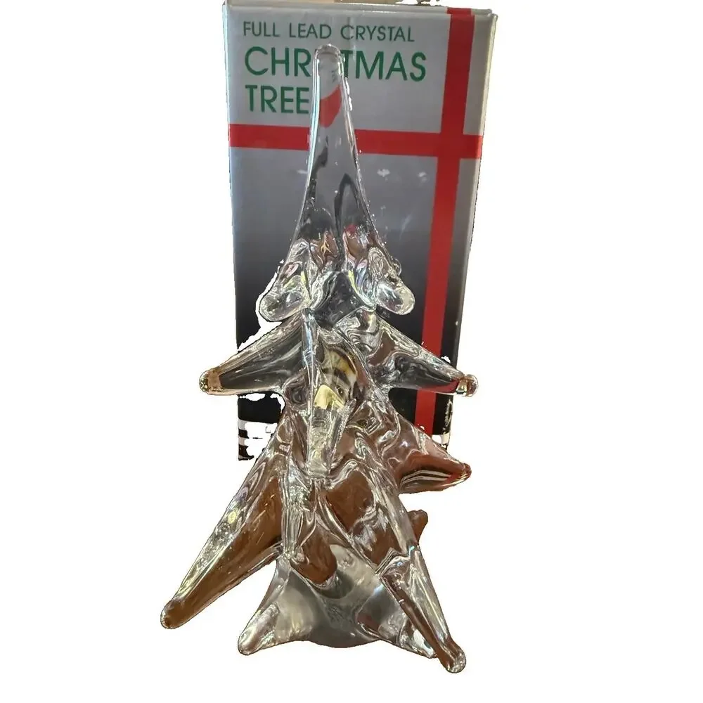 Vtg Sigma The Tastesetter Lead Crystal Christmas Tree Figurine 8” In Box 24%